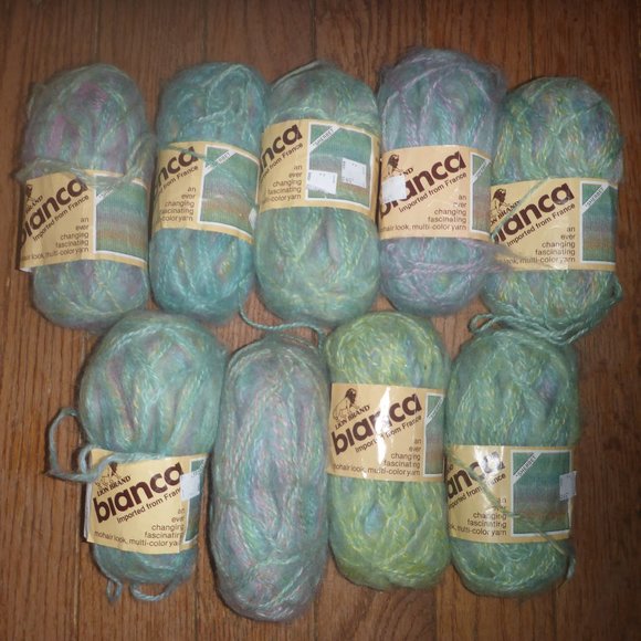9 Vintage Skeins Lion Brand Bianca Yarn Imported From France Color Sherbet